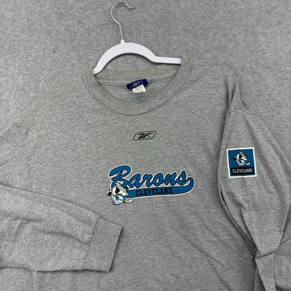 Vintage y2k Cleveland Barons Hockey NHL Reebok Sports Ohio Shirt gray Men's M